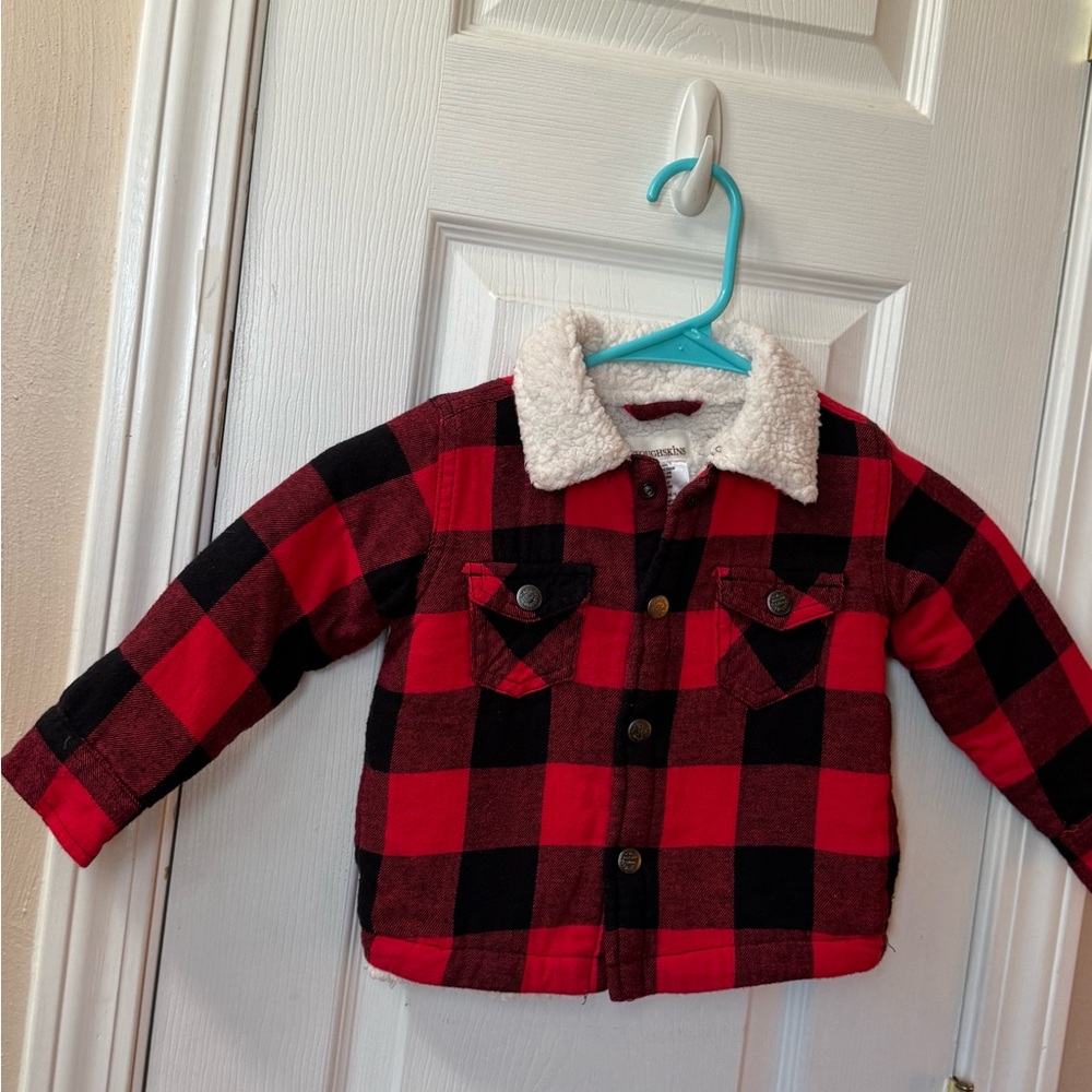 Toughskins Red and Black Plaid Jacket with Sherpa Lining